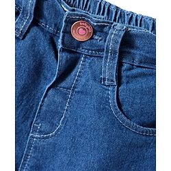 Babyhug Denim Mid Thigh Washed Shorts With Stretch - Navy Blue