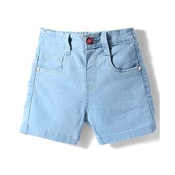 Babyhug Denim Mid Thigh Washed Shorts With Stretch - Navy Blue