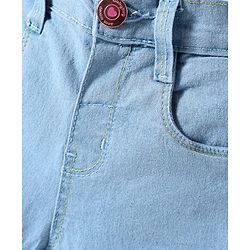 Babyhug Denim Mid Thigh Washed Shorts With Stretch - Navy Blue
