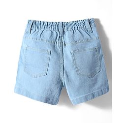 Babyhug Denim Mid Thigh Washed Shorts With Stretch - Navy Blue