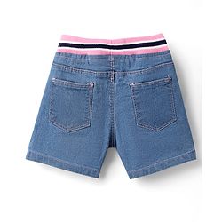 Babyhug Mid Thigh Denim Washed Shorts - Navy Blue