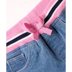Babyhug Mid Thigh Denim Washed Shorts - Navy Blue
