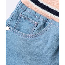 Babyhug Mid Thigh Denim Washed Shorts - Navy Blue