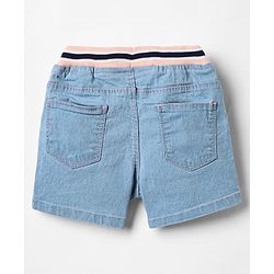 Babyhug Mid Thigh Denim Washed Shorts - Navy Blue
