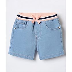Babyhug Mid Thigh Denim Washed Shorts - Navy Blue