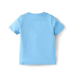 Babyhug Single Jersey Knit Dungaree & Half Sleeves T-Shirt With Beach Theme Print - Blue