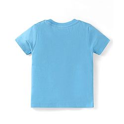 Babyhug Single Jersey Knit Dungaree & Half Sleeves T-Shirt With Tropical Theme - Navy Blue