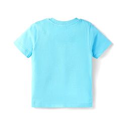 Babyhug Single Jersey Knit Dino Printed Dungaree Half Sleeves Inner Tee - Blue