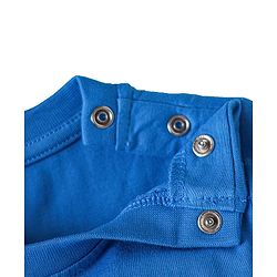 Babyhug Single Jersey Knit Dungaree & Half Sleeves T-Shirt With Leaves Print - Light Blue