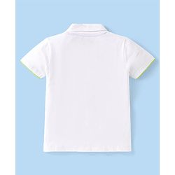Babyhug Single Jersey Knit Dungaree & Half Sleeves Polo T-Shirt With Fish Print - Blue