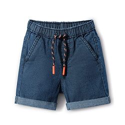 Babyhug Mid Thigh Solid Color Denim Shorts - Navy Blue