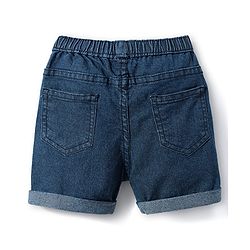 Babyhug Mid Thigh Solid Color Denim Shorts - Navy Blue