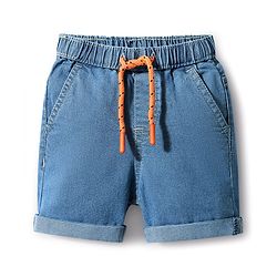 Babyhug Mid Thigh Solid Color Denim Shorts - Navy Blue