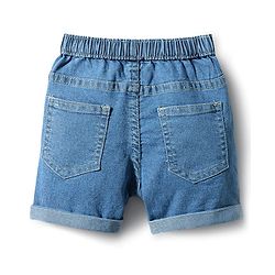 Babyhug Mid Thigh Solid Color Denim Shorts - Navy Blue