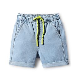Babyhug Mid Thigh Solid Color Denim Shorts - Navy Blue