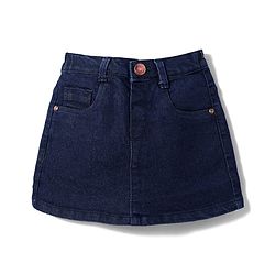 Babyhug Mid Thigh Denim Washed Skirt With Stretch - Navy Blue