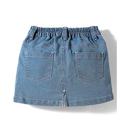 Babyhug Mid Thigh Denim Washed Skirt With Stretch - Navy Blue