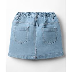Babyhug Mid Thigh Denim Washed Skirt With Stretch - Blue