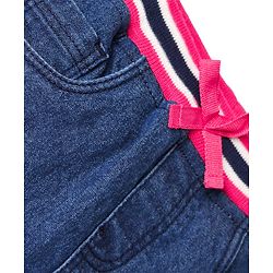 Babyhug Denim Mid Thigh Washed Skirts - Navy Blue