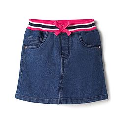 Babyhug Denim Mid Thigh Washed Skirts - Navy Blue