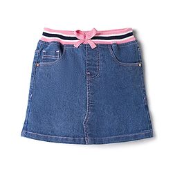 Babyhug Denim Mid Thigh Washed Skirts - Navy Blue