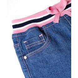 Babyhug Denim Mid Thigh Washed Skirts - Navy Blue
