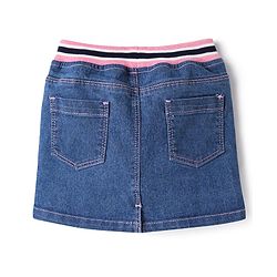 Babyhug Denim Mid Thigh Washed Skirts - Navy Blue
