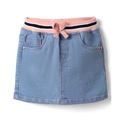Babyhug Denim Mid Thigh Washed Skirts - Navy Blue