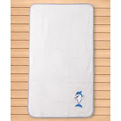 Babyhug Terry Cotton Woven Towel with Dophin Embroidery L 101 x B 50 cm - White