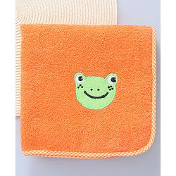 Babyhug Cotton Terry Woven Bath Towel With Frog Embroidery L 102 x B 51 cm - Orange