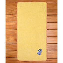Babyhug Cotton Woven Towel With Elephant Embroidery L 101 x B 47 cm - Yellow