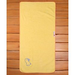Babyhug Cotton Woven Towel With Elephant Embroidery L 101 x B 47 cm - Yellow