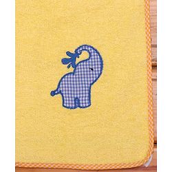 Babyhug Cotton Woven Towel With Elephant Embroidery L 101 x B 47 cm - Yellow