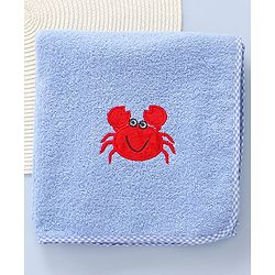 Babyhug Cotton Terry Woven Bath Towel With Octopus Embroidery L 102 x B 51 cm - Light Blue
