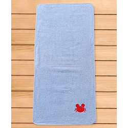 Babyhug Cotton Terry Woven Bath Towel With Octopus Embroidery L 102 x B 51 cm - Light Blue