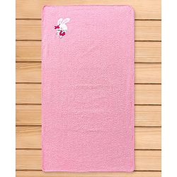 Babyhug Cotton Terry Woven Bath Towel With Bunny Embroidery L 102 x B 51 cm - Pink