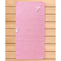 Babyhug Cotton Terry Woven Bath Towel With Bunny Embroidery L 102 x B 51 cm - Pink