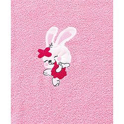 Babyhug Cotton Terry Woven Bath Towel With Bunny Embroidery L 102 x B 51 cm - Pink