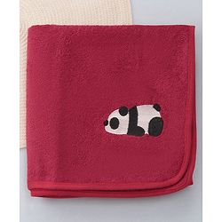 Babyhug Terry Cotton Woven Towel with Panda Embroidery L 101 x B 50 cm - Dark Red