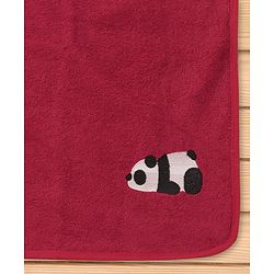 Babyhug Terry Cotton Woven Towel with Panda Embroidery L 101 x B 50 cm - Dark Red