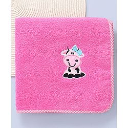 Babyhug Cotton Terry Woven Bath Towel With Embroidery L 102 x B 51 cm - Pink