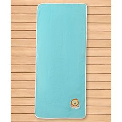 Babyhug Terry Cotton Woven Towel with Bear Embroidery L 101 x B 50 cm - Aqua Blue