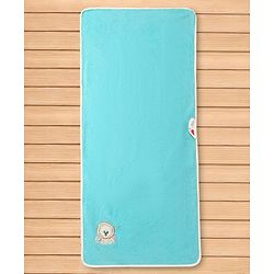 Babyhug Terry Cotton Woven Towel with Bear Embroidery L 101 x B 50 cm - Aqua Blue