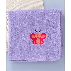Babyhug Terry Cotton Woven Towel with Butterfly Embroidery L 91 x B 41 cm - Purple