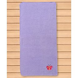 Babyhug Terry Cotton Woven Towel with Butterfly Embroidery L 91 x B 41 cm - Purple