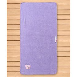 Babyhug Terry Cotton Woven Towel with Butterfly Embroidery L 91 x B 41 cm - Purple