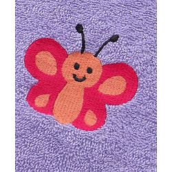 Babyhug Terry Cotton Woven Towel with Butterfly Embroidery L 91 x B 41 cm - Purple