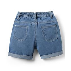 Babyhug Denim Mid Thigh Washed Shorts With Stretch - Navy Blue