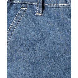 Babyhug Denim Mid Thigh Washed Shorts With Stretch - Navy Blue