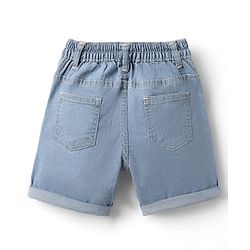 Babyhug Denim Mid Thigh Washed Shorts With Stretch - Navy Blue